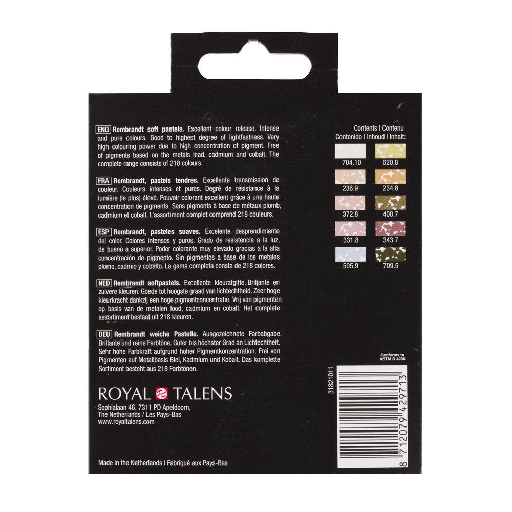 Набор мягкой пастели "Rembrandt Half Pastel", 10 цветов, приглушенные оттенки - 4