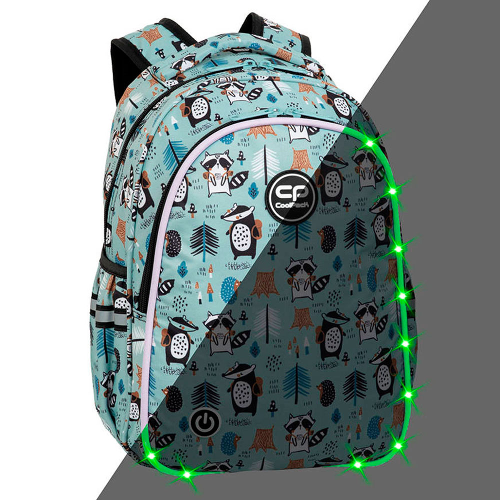 Рюкзак школьный CoolPack "Jimmy Led", мятный, черный