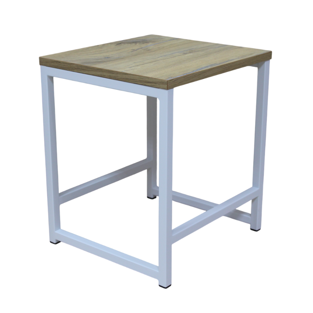 Табурет RION ALLERD, металл, ЛДСП, белый муар, Дуб Нокс