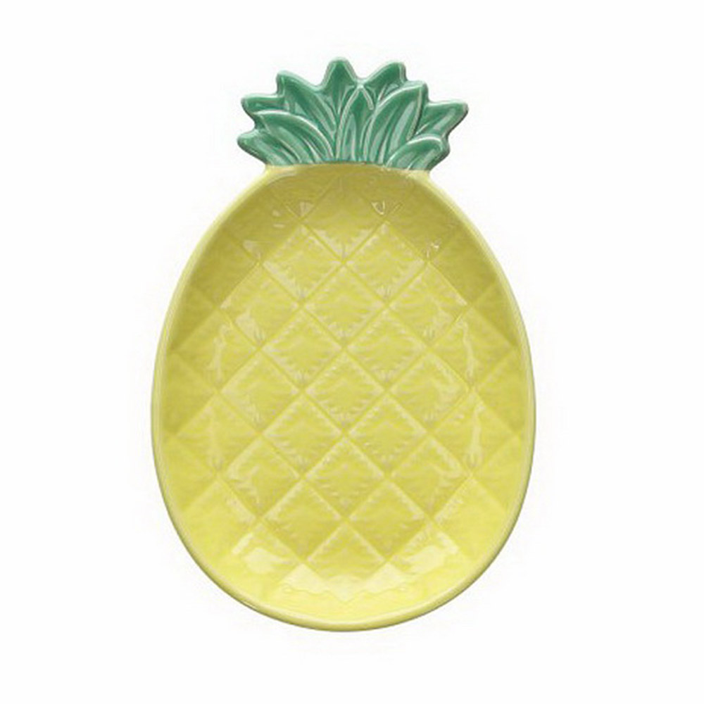 Тарелка "Ананас", керамика, 18x12 см, желтый, зеленый
