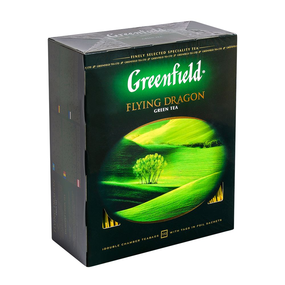 Чай "Greenfield" Flying Dragon, 100 пакетиков x2 г, зеленый