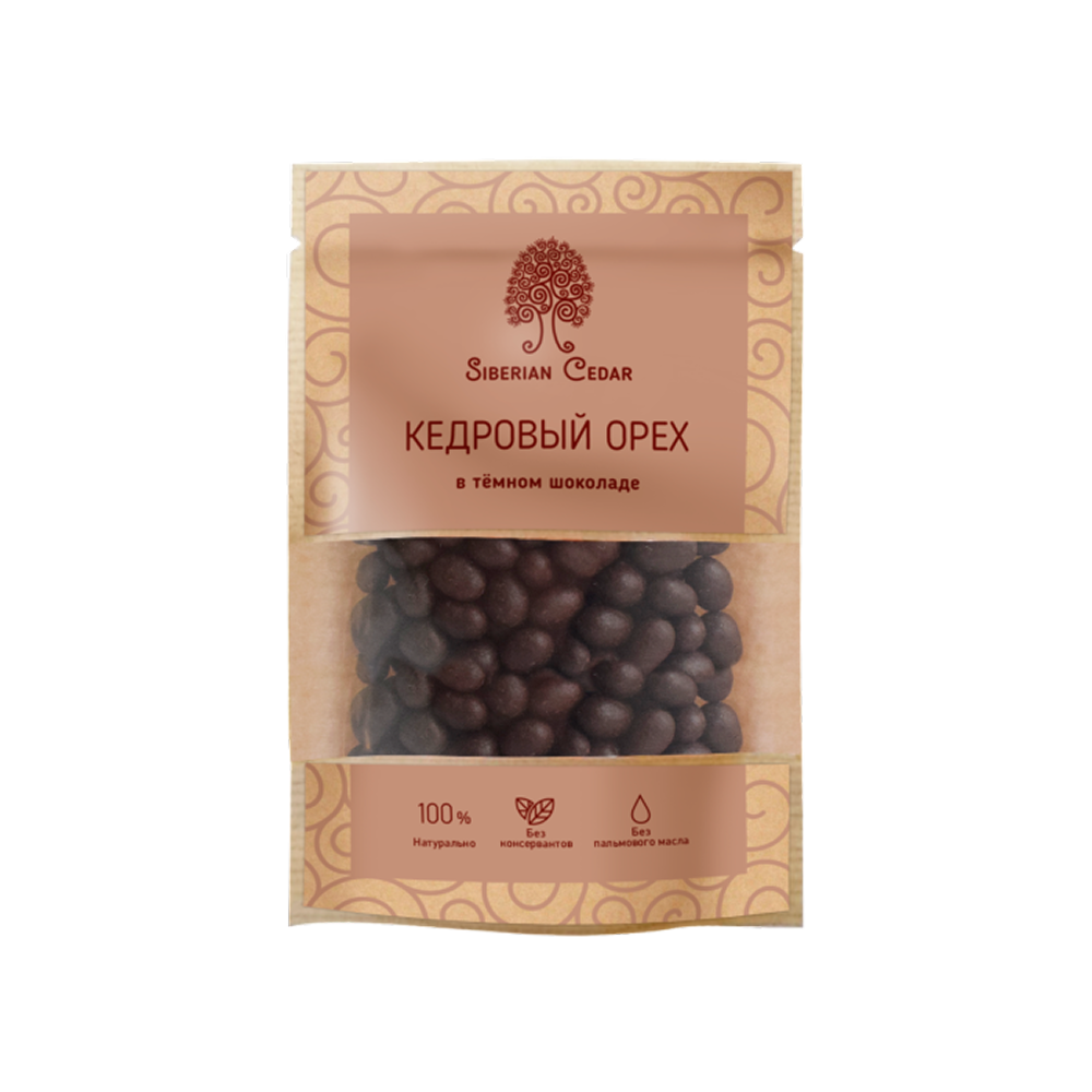 Конфеты "Сибирский кедр", ядро кедрового ореха в темном шоколаде, 60 гр.