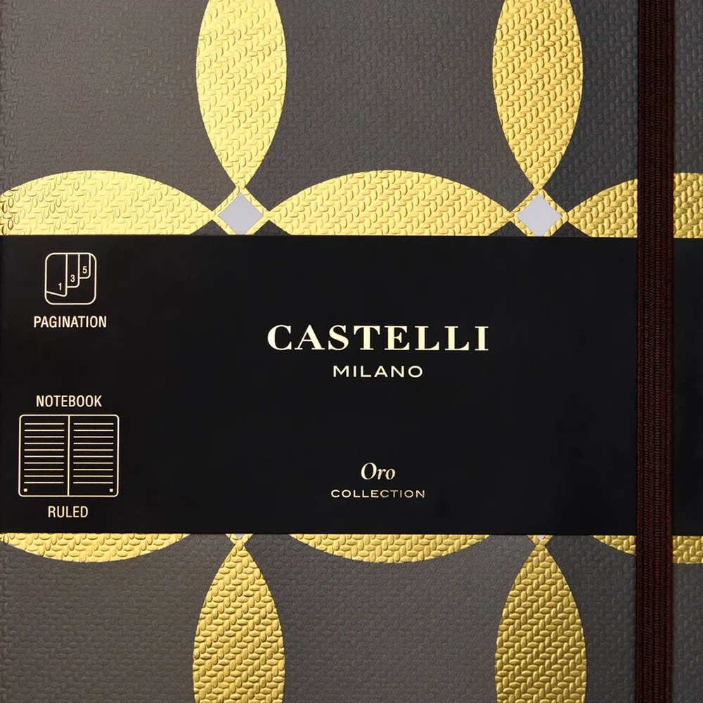 Блокнот Castelli Milano "Oro Circles", А5, 120 листов, линейка, серый, золотистый - 9