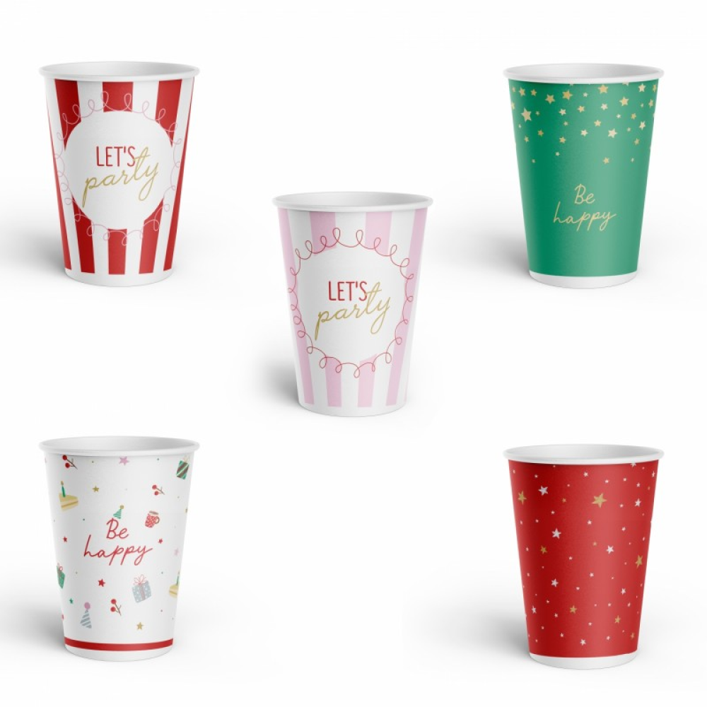 Стакан бумажный "Let's party", 250 мл, 6 шт, ассорти