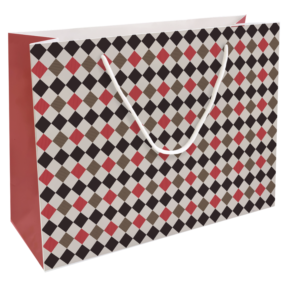 Пакет бумажный подарочный "Cage", 36х26х12 см, красный