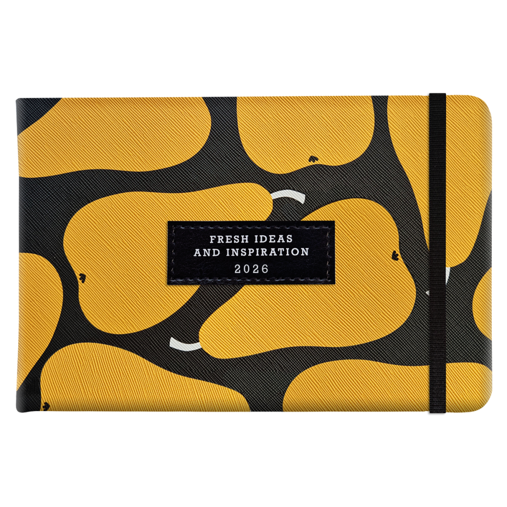 Еженедельник датированный "Pear" на 2026 год, А6, 128 страниц, на резинке, оранжевые груши