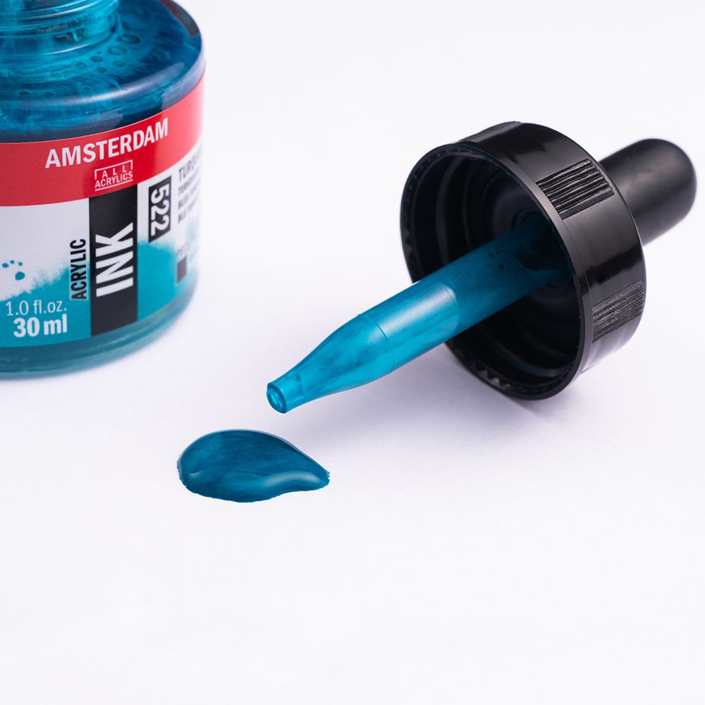 Жидкий акрил "Amsterdam", 522 бирюзовый синий, 30 мл - 3