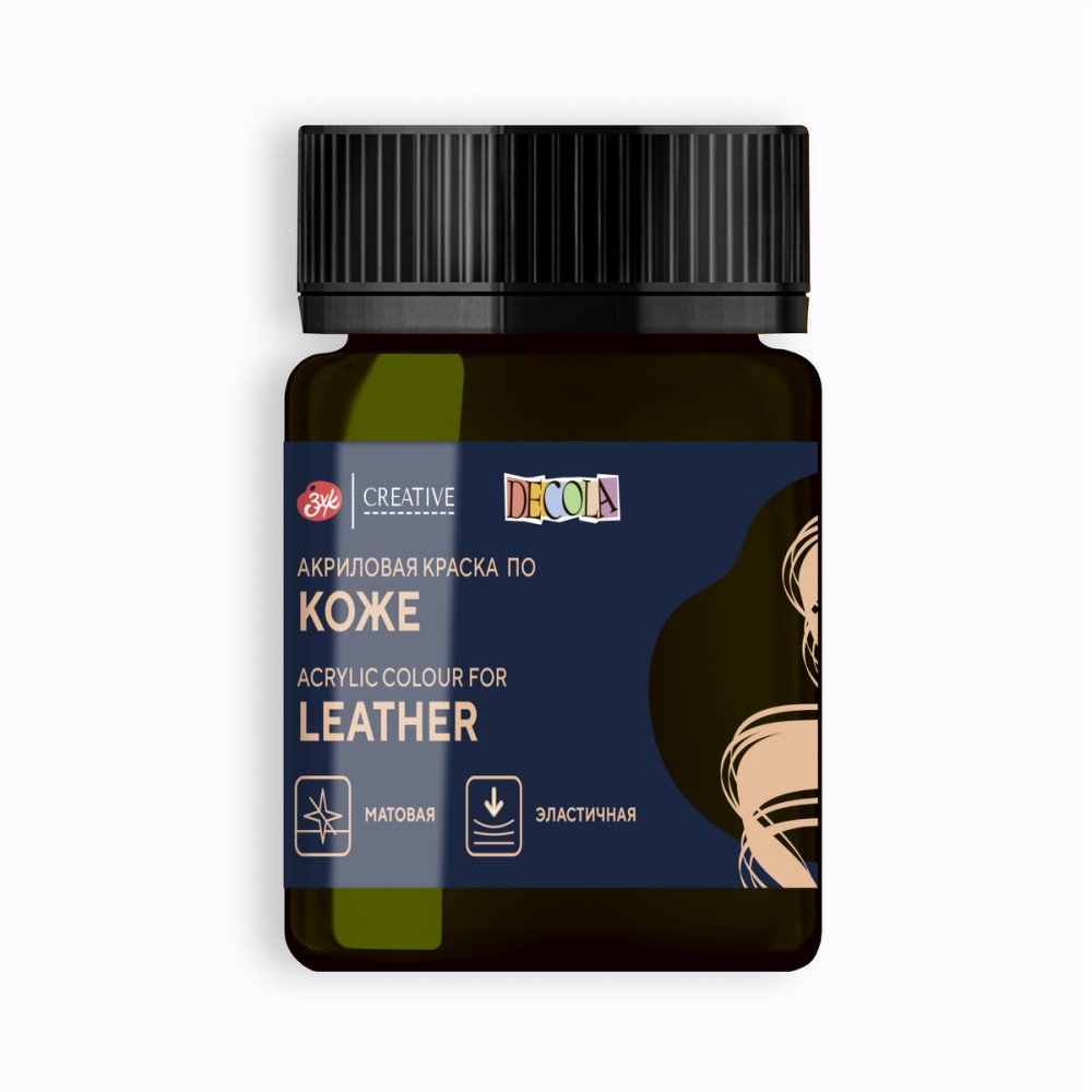 Краска акриловая для кожи "Декола", 727 оливковая, 50 мл., банка