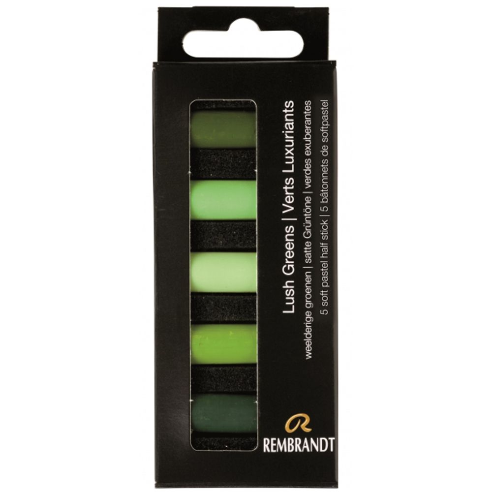 Набор мягкой пастели "Rembrandt Half Pastel", 5 цветов, зеленые