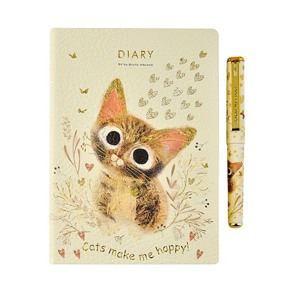 Набор ежедневник недатированный "Love me.Милый котик", А6, кожзам. + ручка 