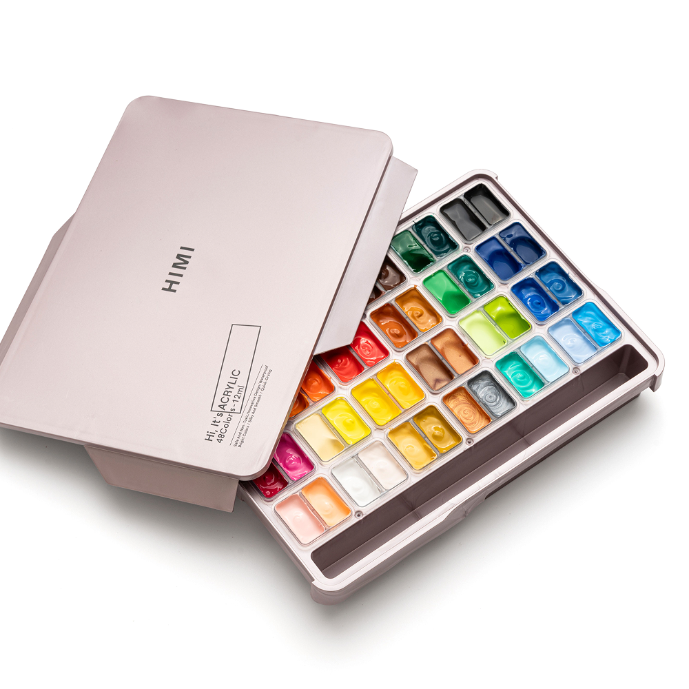 Краски акриловые"Himi Jelly Cup", набор 48 цветов, 12 мл, кювета, пластиковый футляр - 4