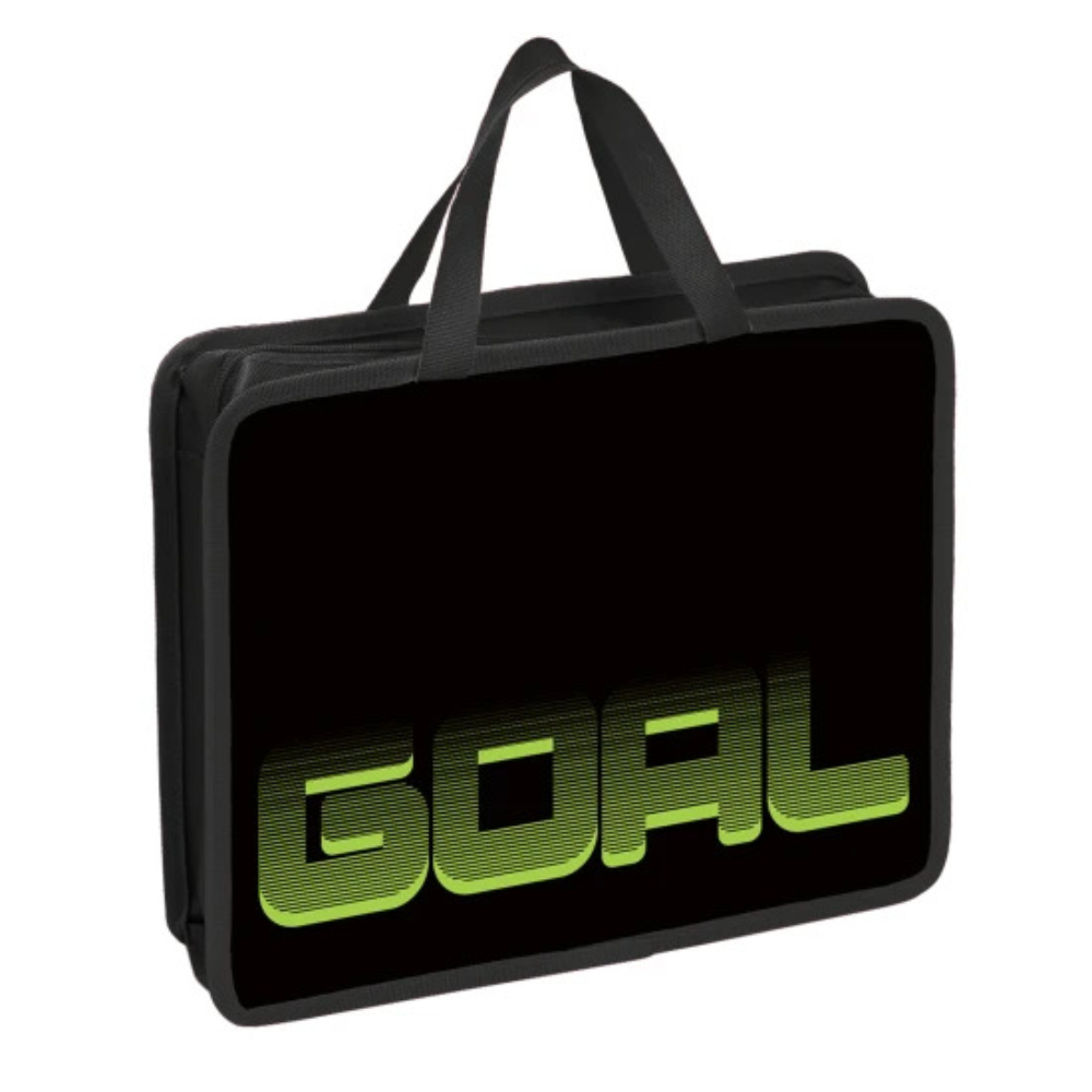 Папка для тетрадей "First Goal", А4, с ручками, молния, черный