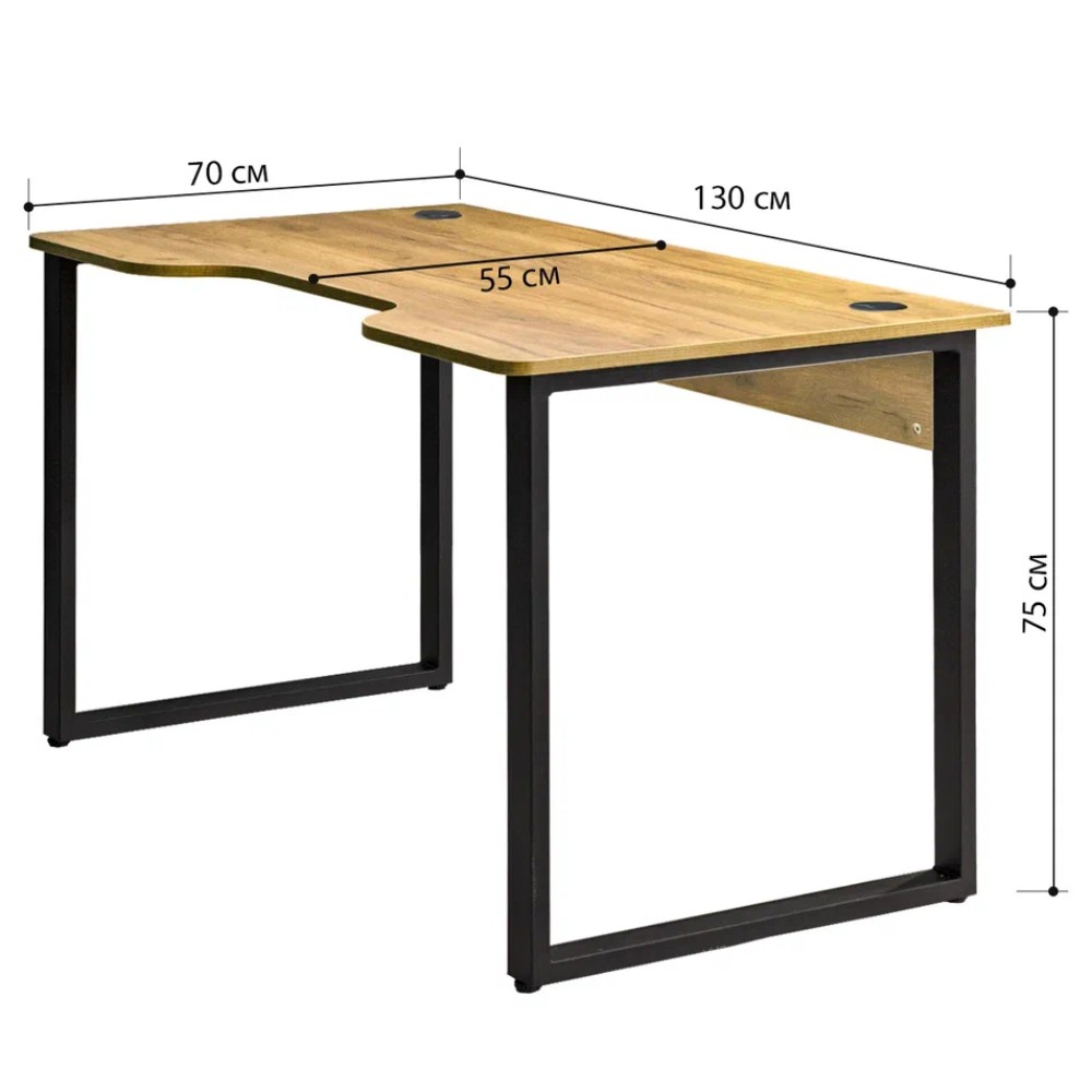Стол компьютерный игровой Millwood Лофт Гонконг (ДТ-3), 1300x700 мм, дуб золотой крафт, черный - 3