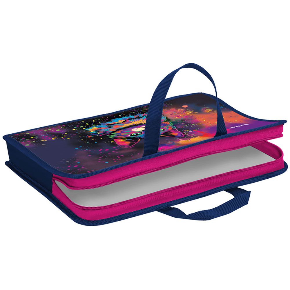 Папка для тетрадей с ручками "Neon cat", А4, молния, пластик, разноцветный - 2