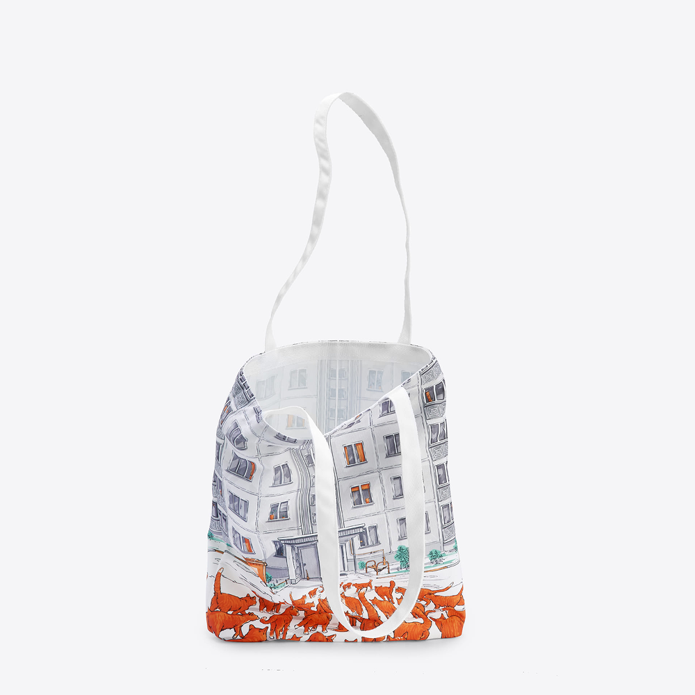 Сумка для покупок "Пушкинская", белый, оранжевый