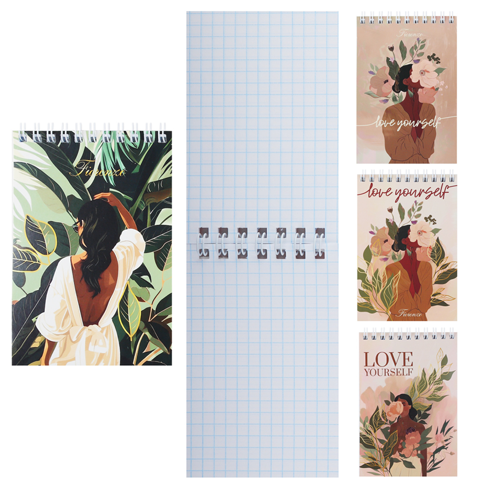 Блокнот "Девушка в тропиках", А6, 97х141 мм, 80 листов, в клетку, ассорти