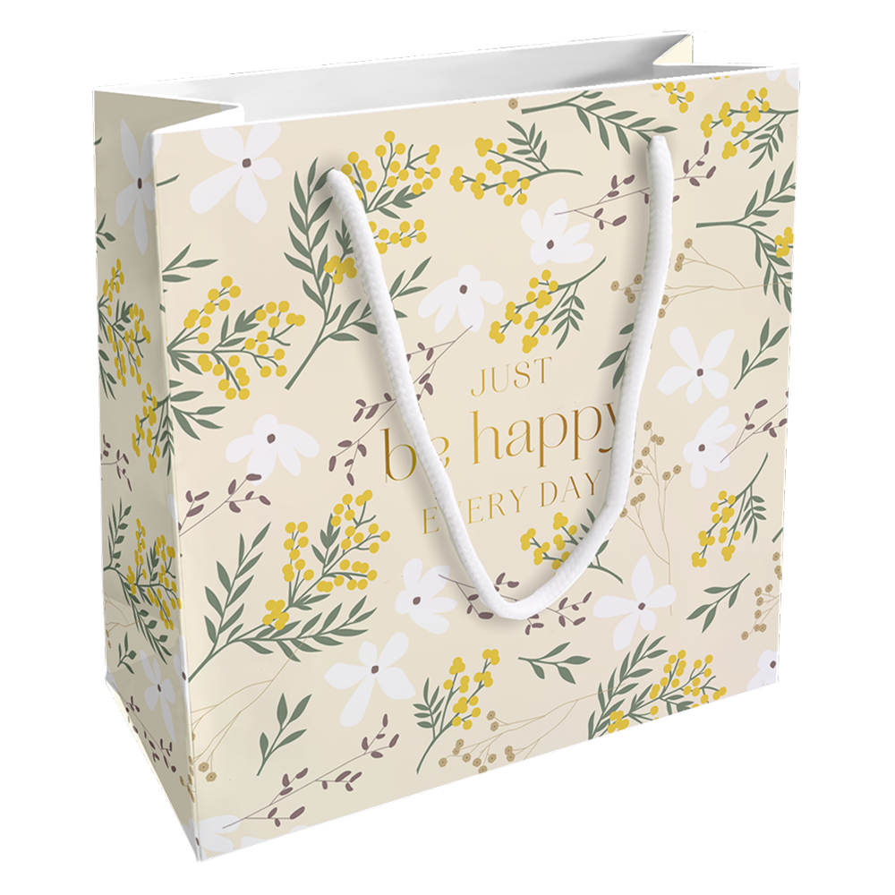 Пакет бумажный подарочный "Fleurs. Мимоза", 20х20х8 см, разноцветный