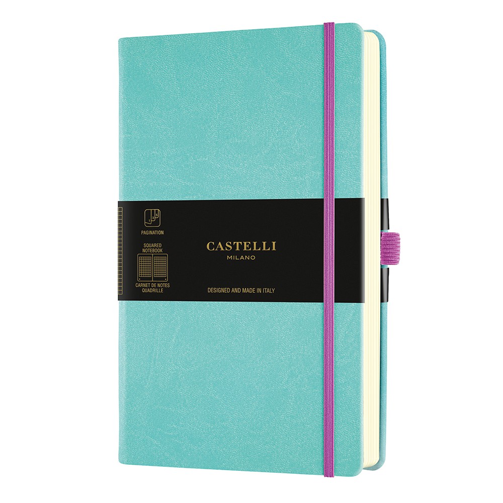 Блокнот Castelli Milano "Aqua Green", А5, 120 листов, клетка, бирюзовый