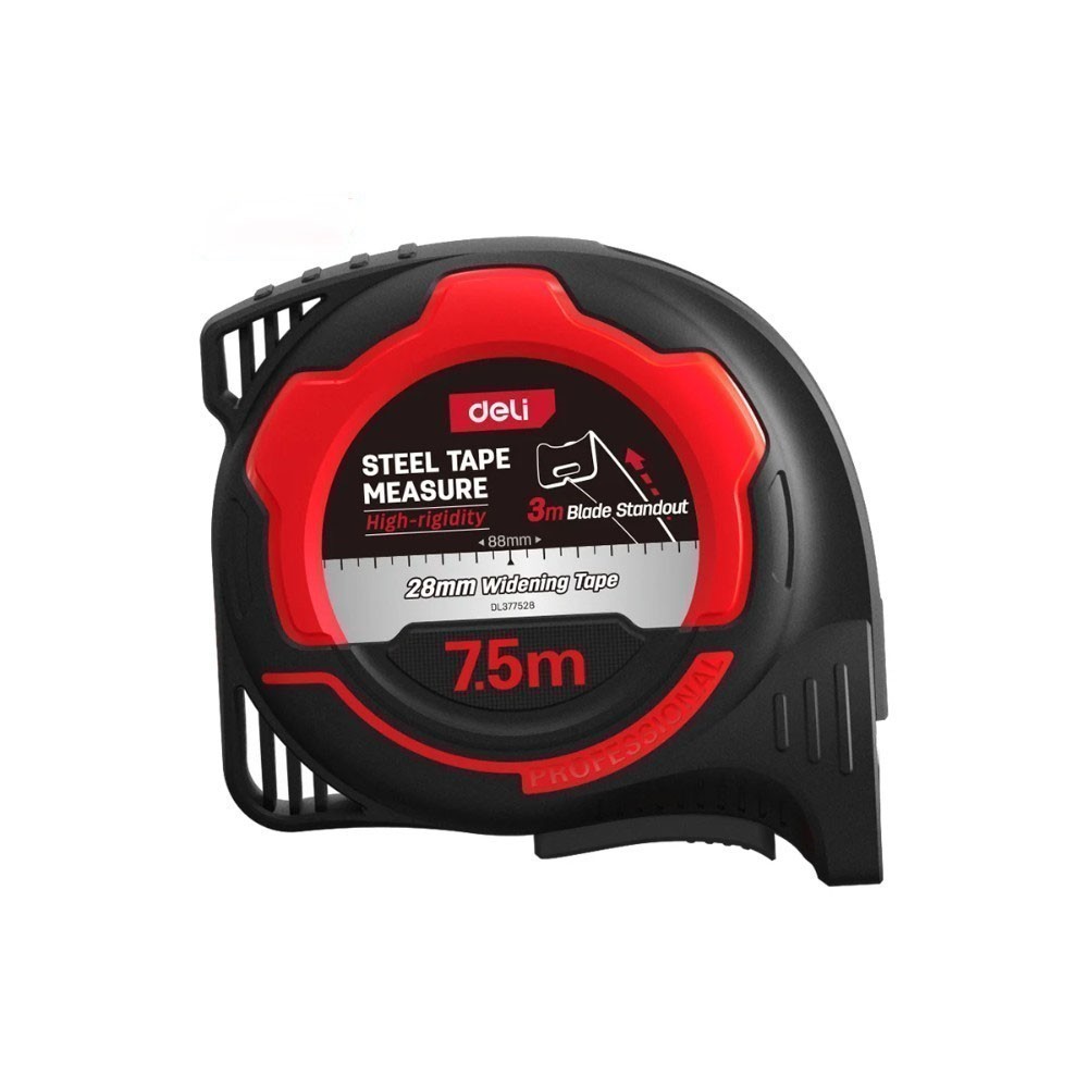Рулетка Deli RS EDL377528Y, 7,5 м х 28 мм, красный, черный