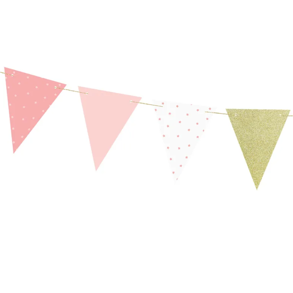 Гирлянда бумажная "Первый день рождения. Флаги", 1,4 м, разноцветный