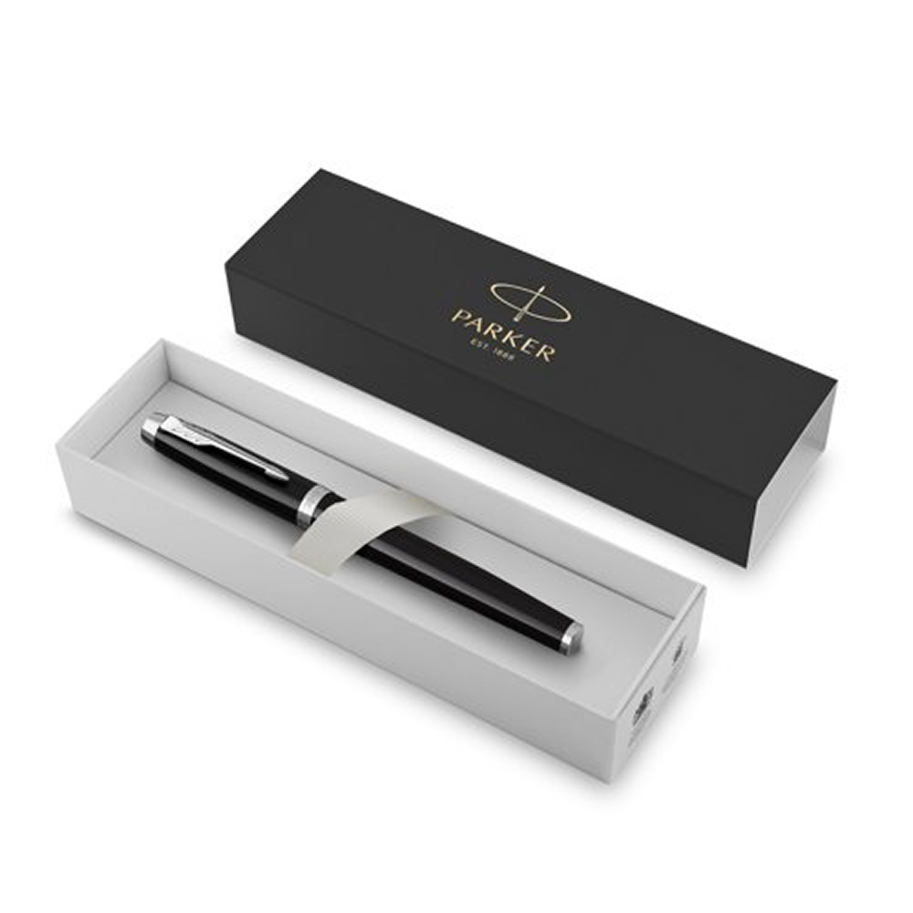 Ручка перьевая Parker "IM Black Lacquer CT", M, металлическая, подарочная упаковка, черный, патрон черный - 3