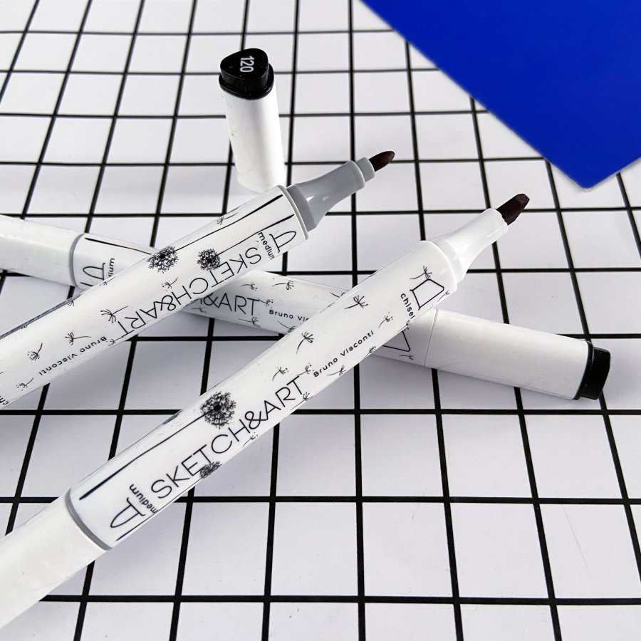 Маркер перманентный двусторонний "Sketch&Art", черный - 5
