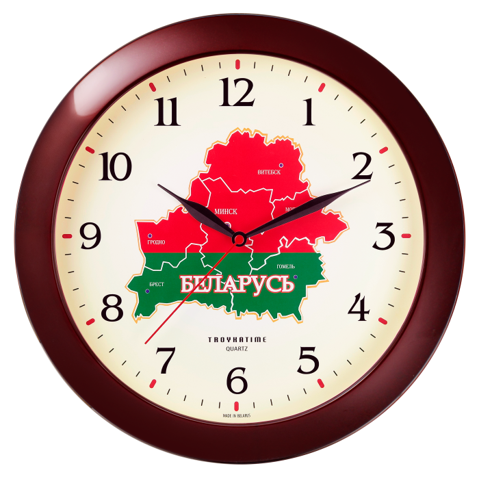 Часы настенные "984567", стекло, 290 мм, бордовый
