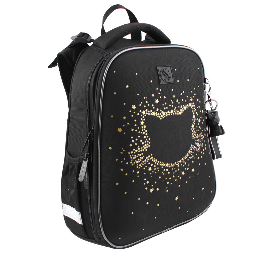 Рюкзак школьный "ERGO First Золотая кошка", черный - 12