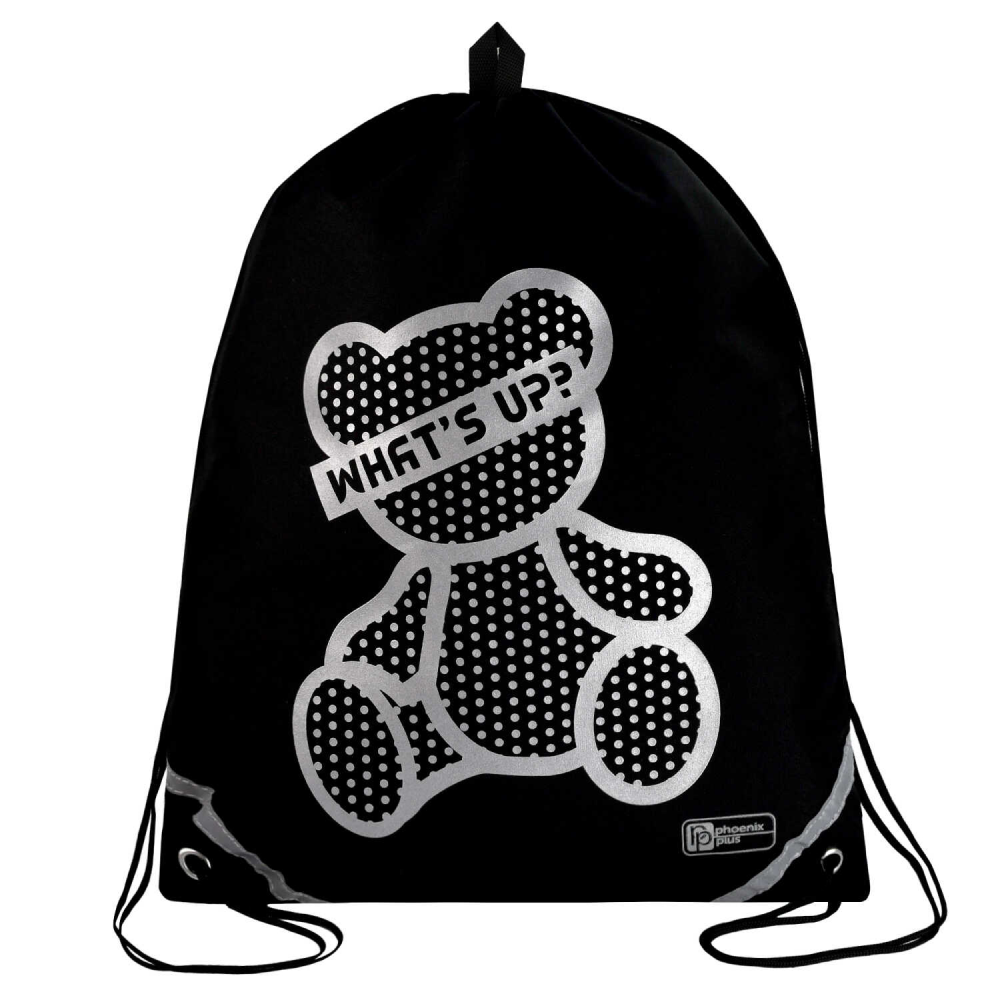 Мешок для обуви "Серебряный мишка", черный