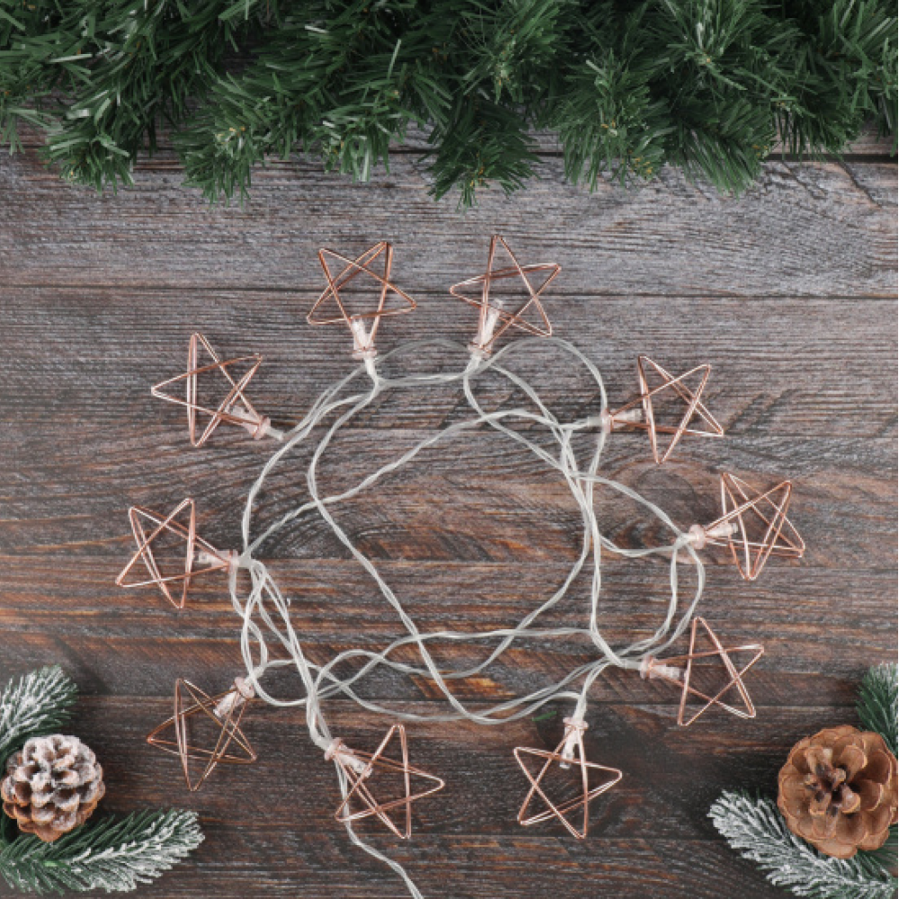 Гирлянда электрическая LED "Нить" с насадками "Звезда", 2,5 м, тепло-белый - 4