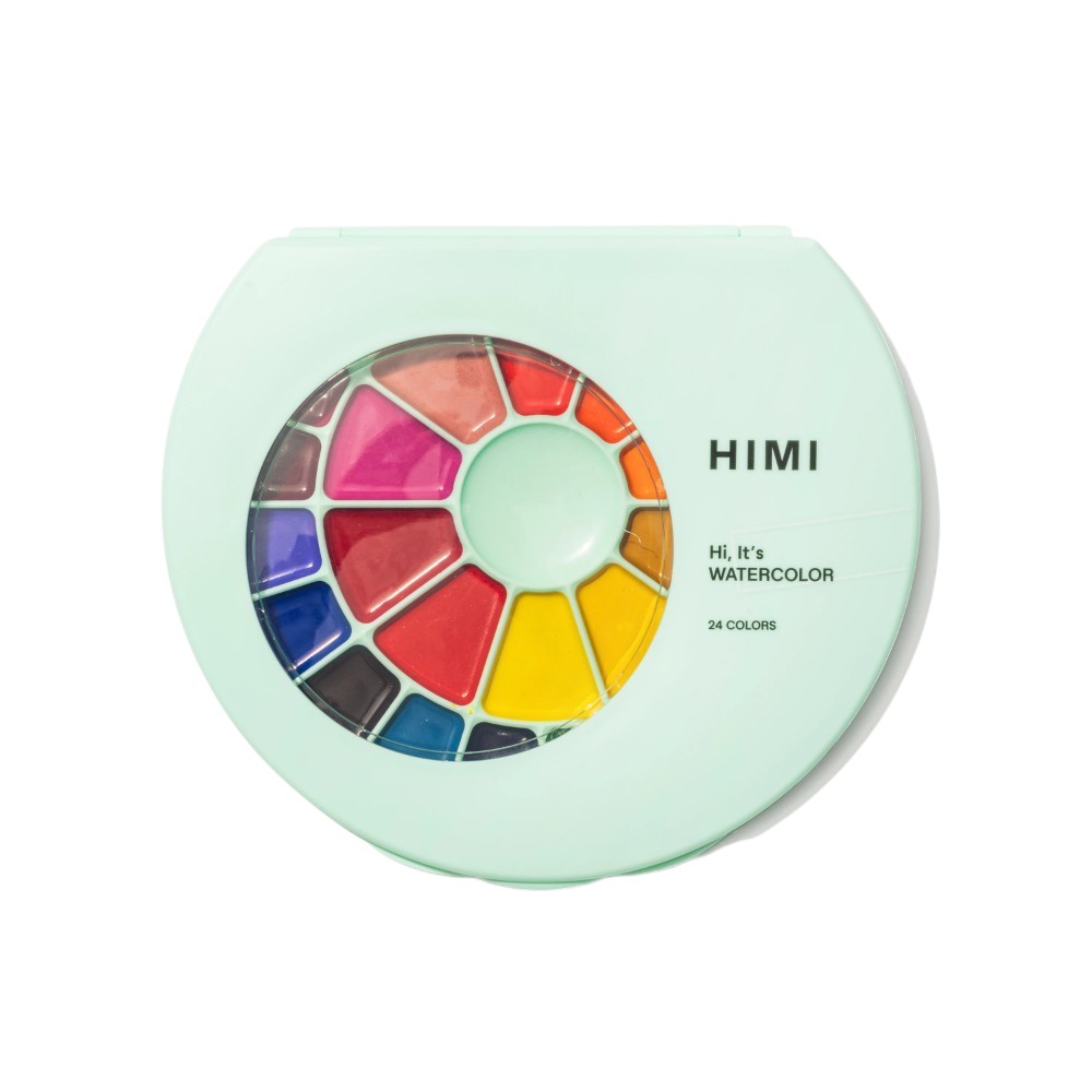 Краски акварельные "Himi", набор, 24 цвета, зелёный футляр