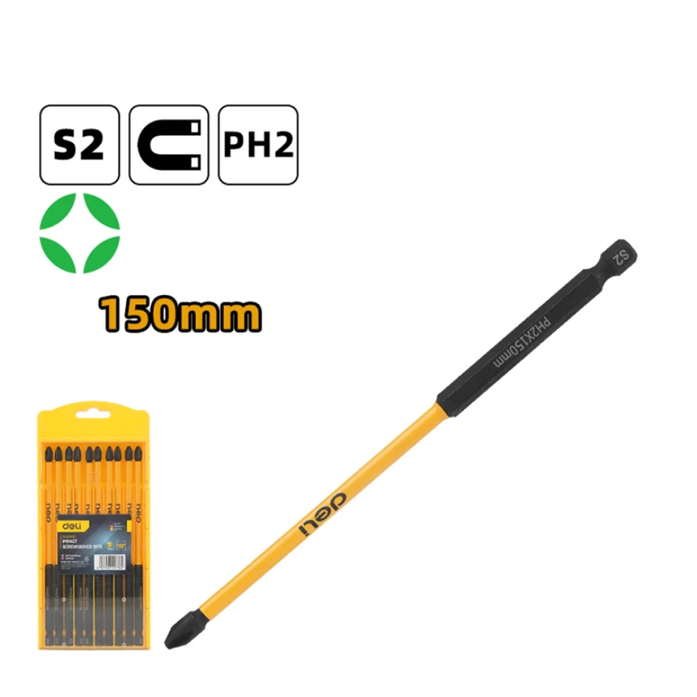 Бита Deli YS EDL251150, ударная, 10 шт., PH2 x 150 мм