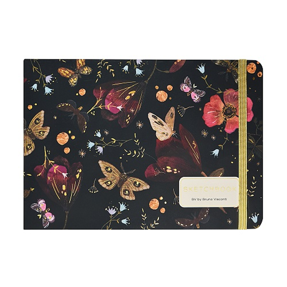 Скетчбук "Fauna. Бабочки. Южная ночь", 14.6х21.3 см, 100 г/м2, 100 листов, черный