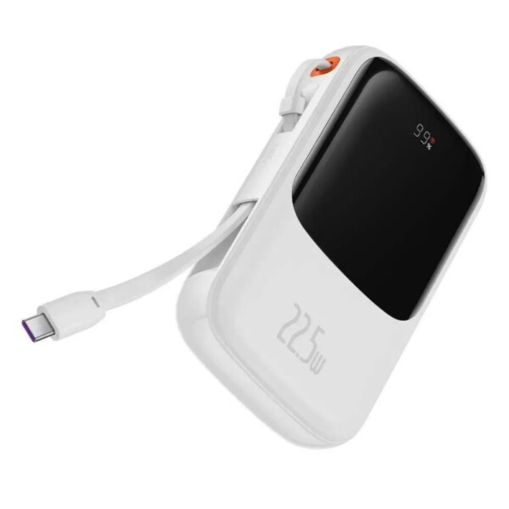 Внешний аккумулятор Baseus "Qpow Pro Digital Display Fast Charge Power Bank", 10000 mAh, белый