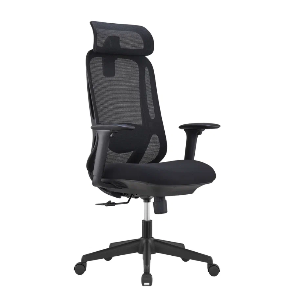 Кресло для руководителя SitZone U-090A, сетка, ткань, пластик, черный
