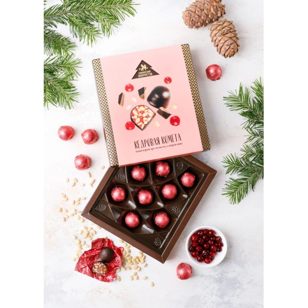 Конфеты "Кедровая комета" 120 гр., с клюквой