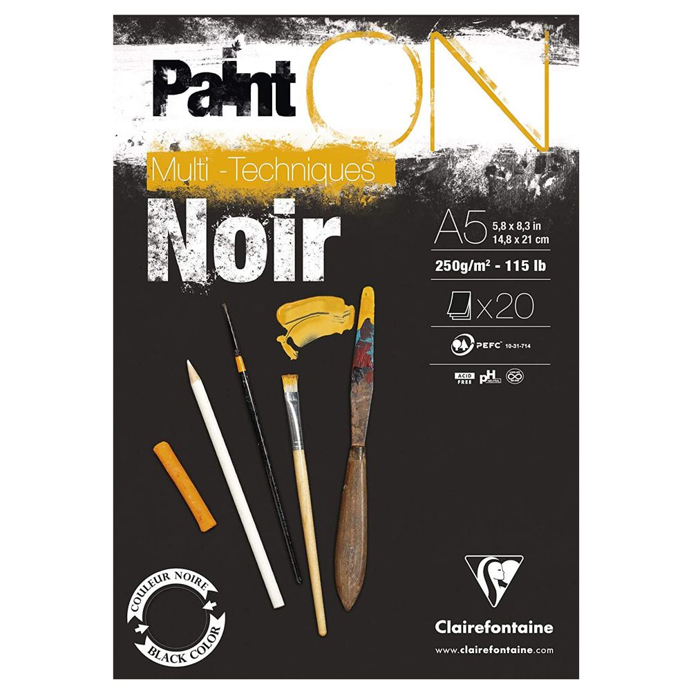 Блок-склейка "Paint'On" Noir, А5, 250 г/м2, 20 листов