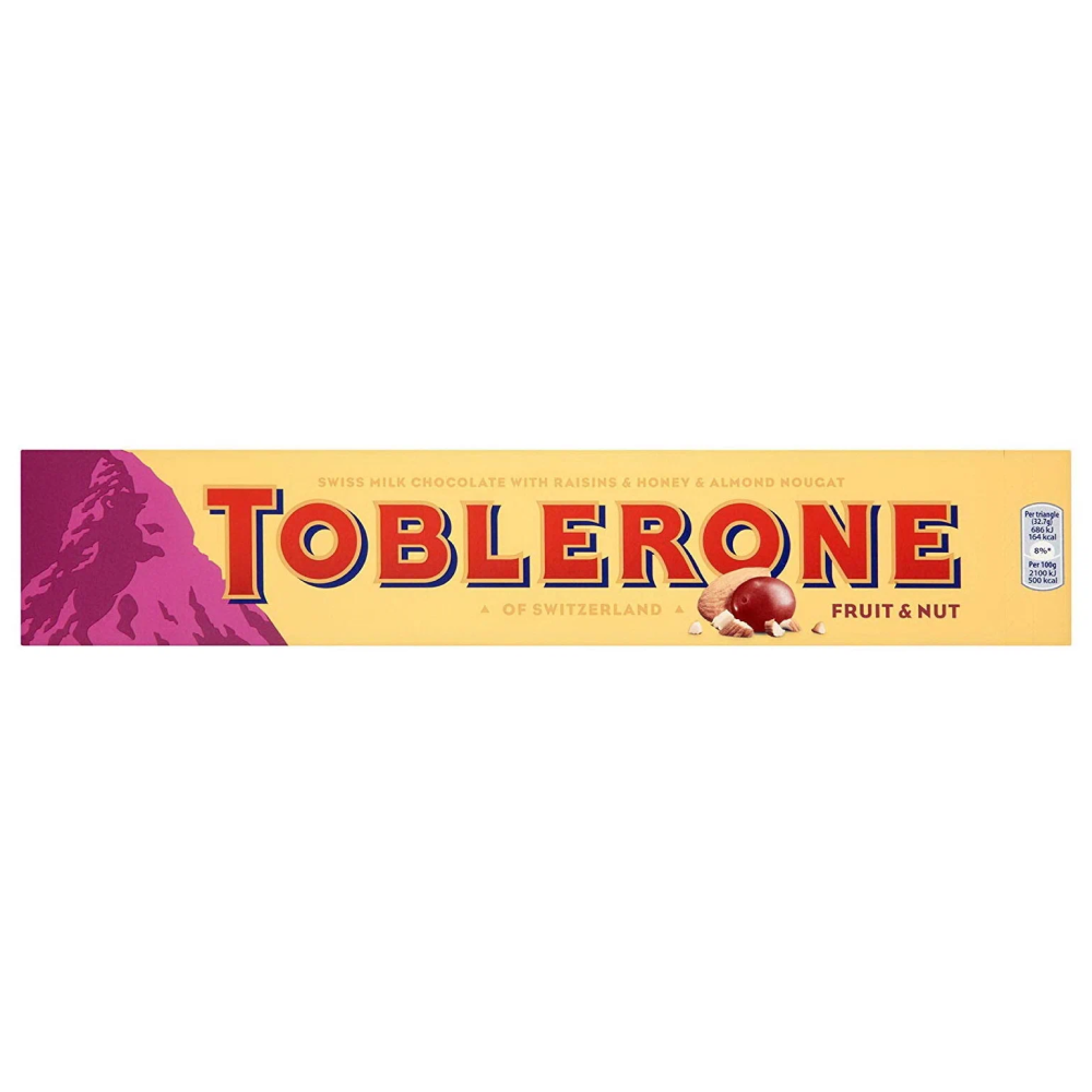 Шоколад молочный "Toblerone" 100 г, с медово-миндальной нугой, изюмом и дробленными орехами