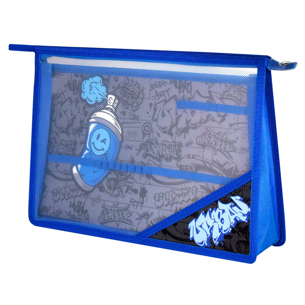 Папка для труда "Стрит-арт", А4, пластик, синий
