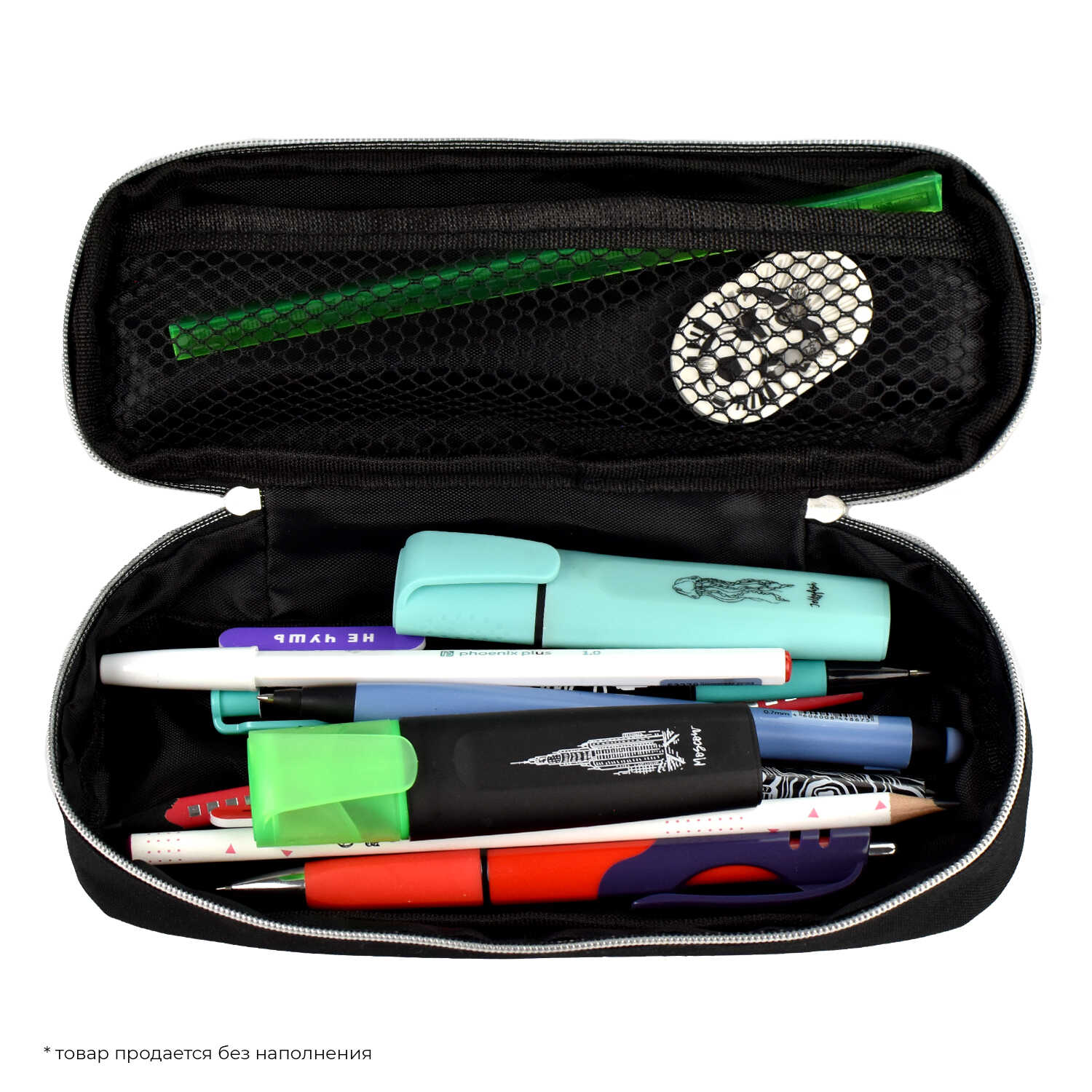 Пенал Феникс+ "Фразы с характером. Краш" 2 отделения, черный - 6