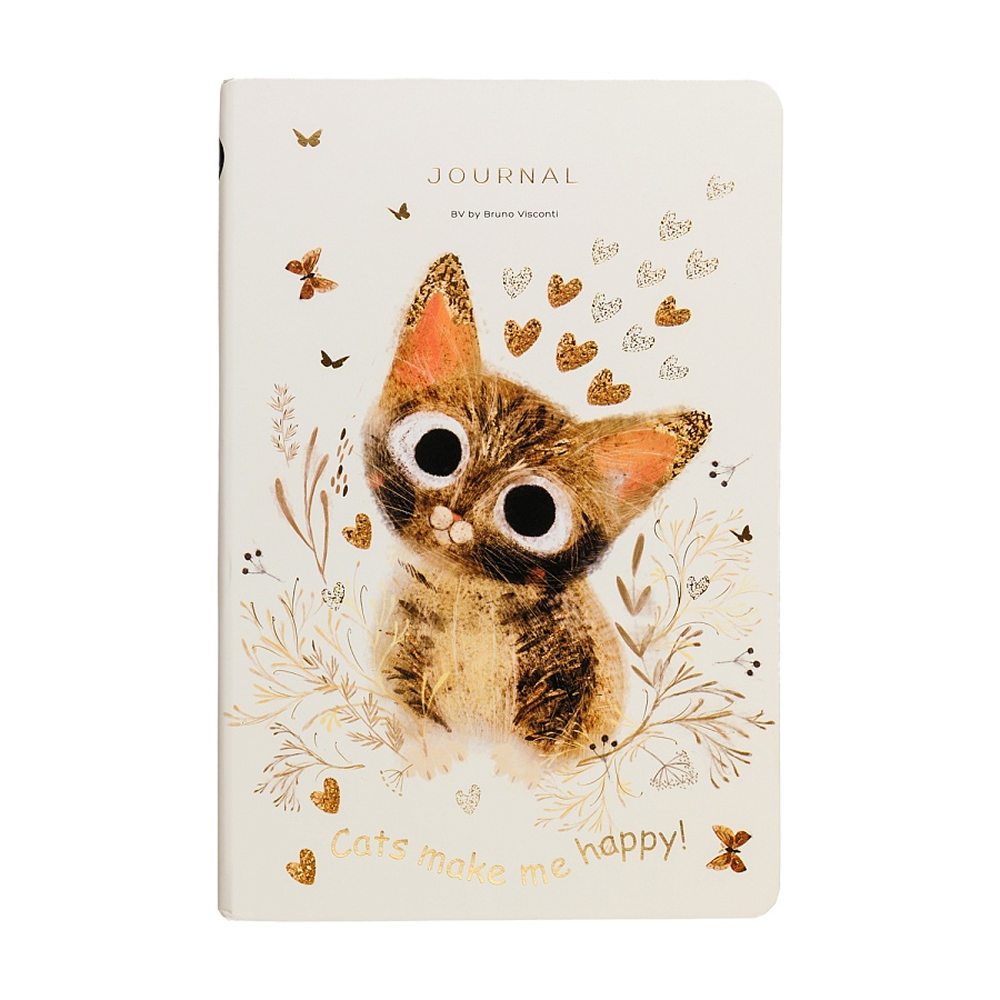 Книга записная "Love me. Милый котик", A5, 100 листов, линейка, бежевый