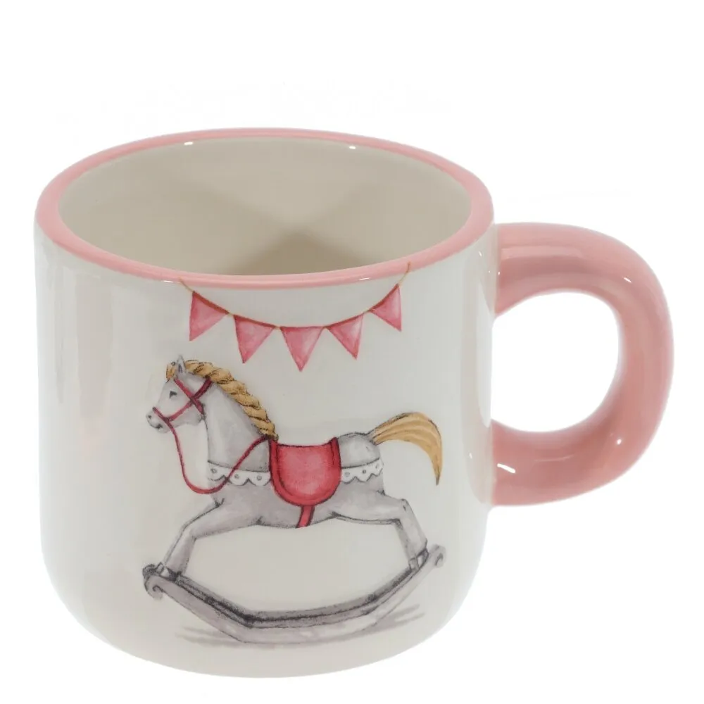 Кружка керамическая "Лошадка", 350 мл, белый, розовый