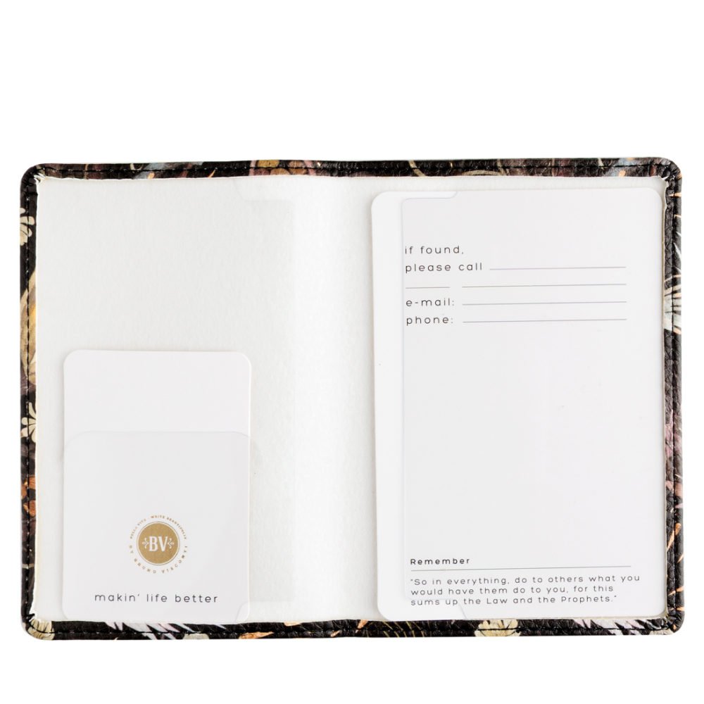 Обложка для паспорта "Flora. Ночные цветы", кожзам., черный