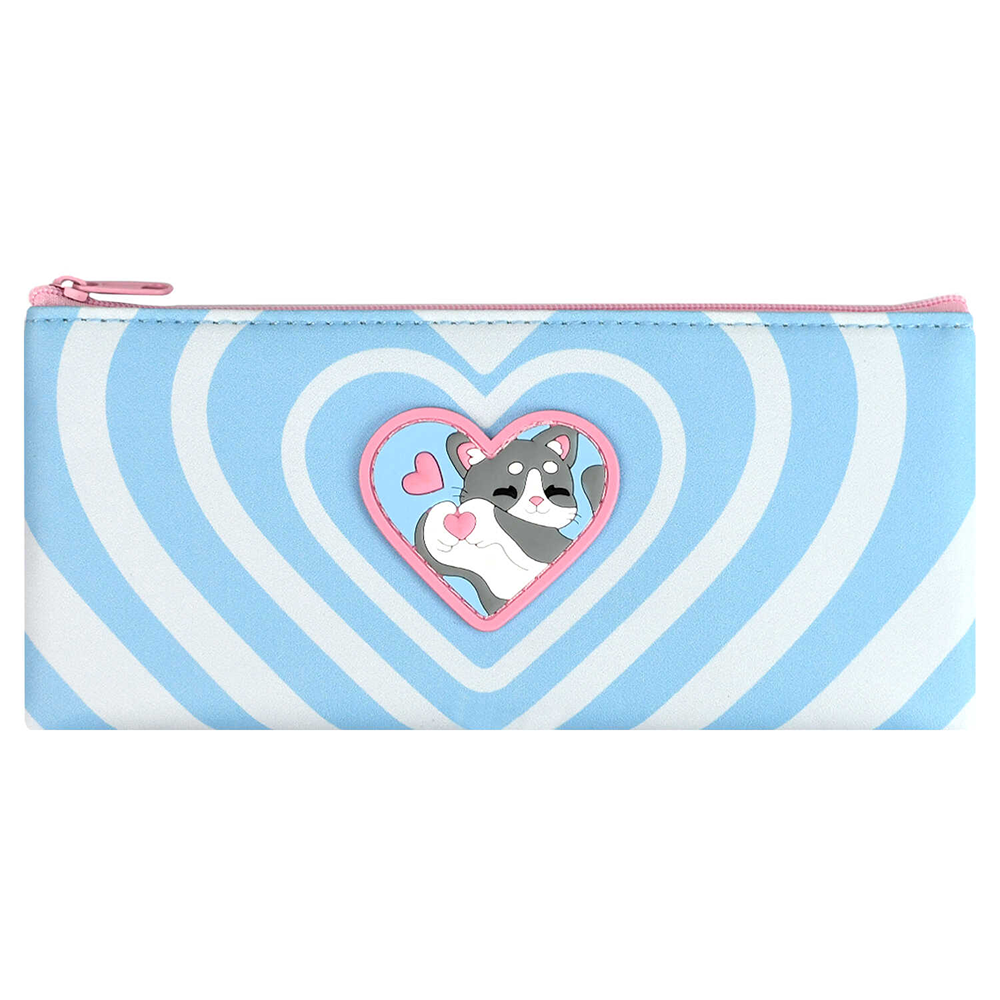 Пенал "Влюбленный котик-2", 1 отделение, голубой