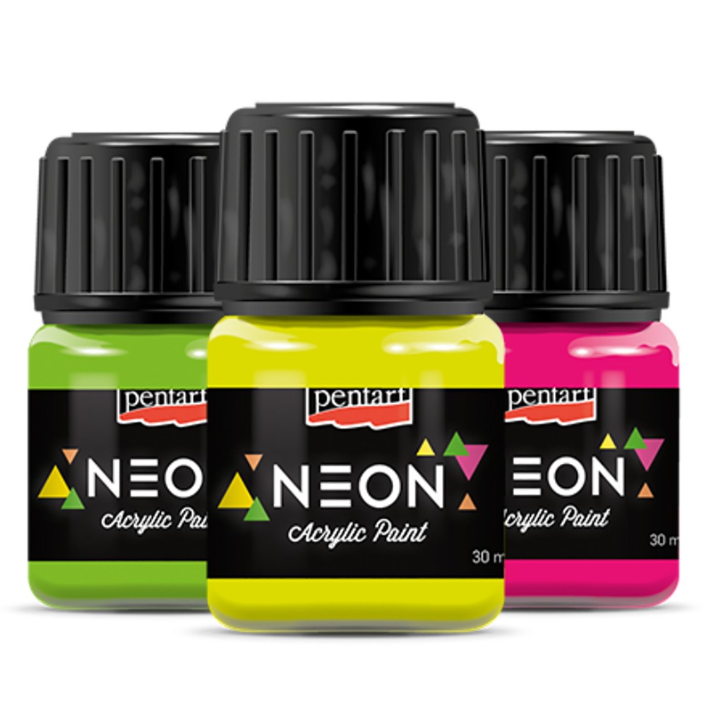 Краски акриловые неоновые "Pentart", 30 мл, желтый - 3