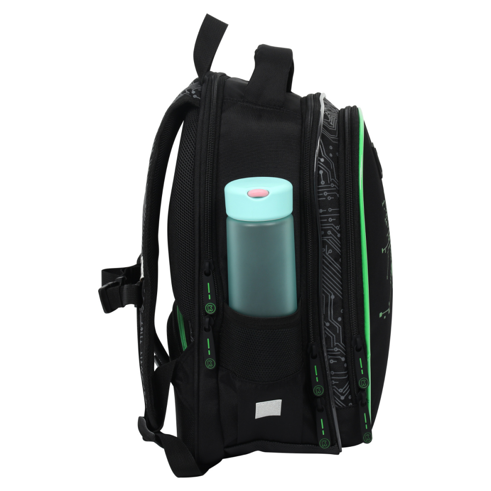 Рюкзак школьный "COMFORT Light System", черный, зеленый - 9
