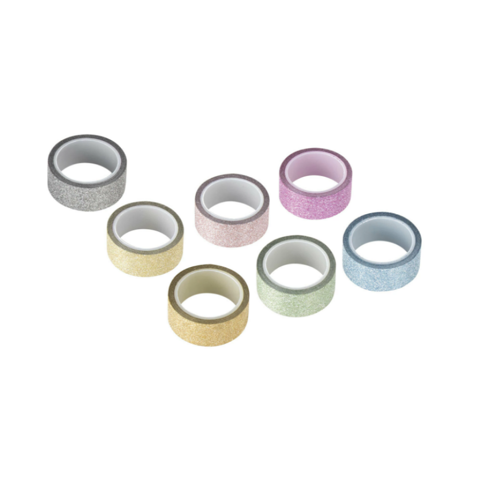 Клейкая лента "Пастель" с блестками, 15х3 мм/м, 7 шт, ассорти - 3