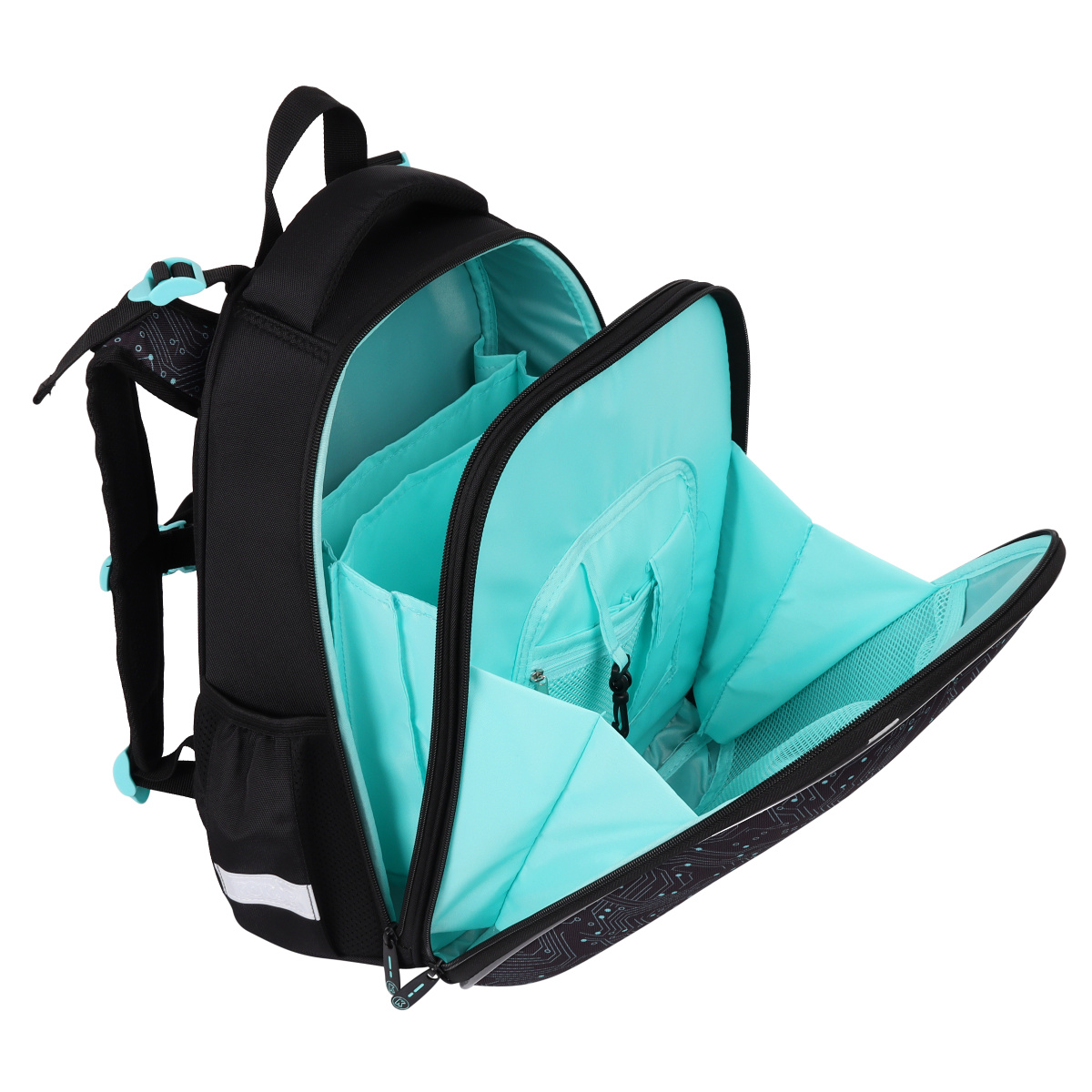 Рюкзак школьный "Ergo First. Микросхемы" черный, зеленый - 5