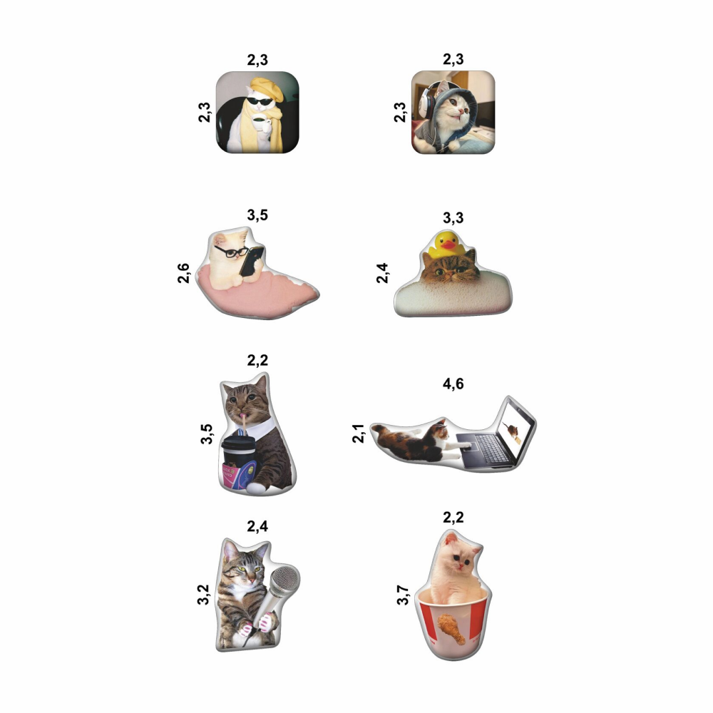 Набор наклеек объемных "Забавные коты", А6, 1 лист, 8 шт