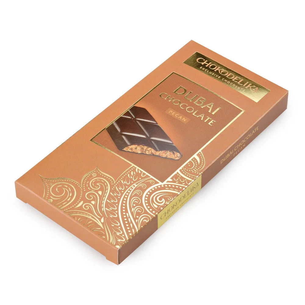 Шоколад темный "Dubai Pecan" с начинкой из пекана, 50 гр 